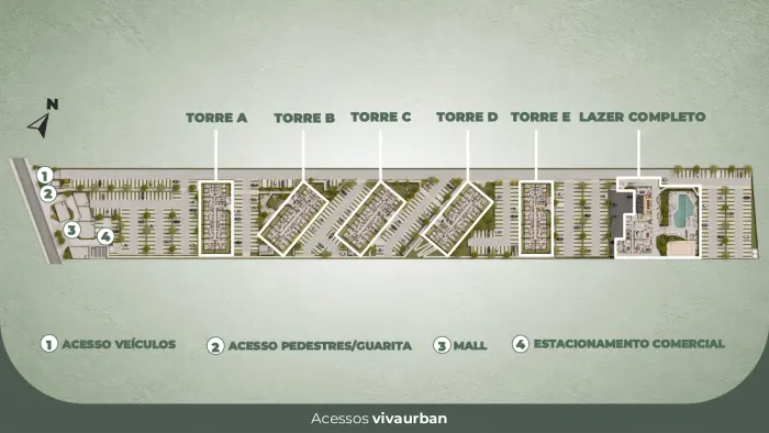 Viva Urban – Implantação – 5 torres, lazer e mall
