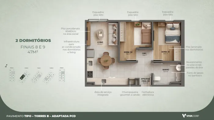 Viva Urban – Tipo adaptado PCD · 47 m²