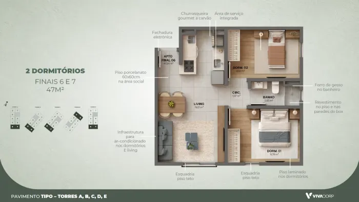 Viva Urban – Tipo – finais 6 e 7 · 47 m²